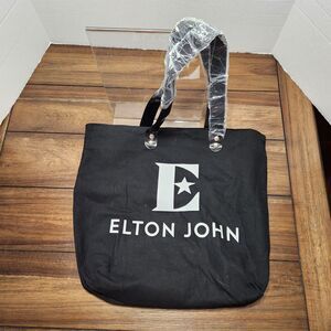 Elton John Farewell Yellow Brick Road Tour Black Canvas Tote Bag!